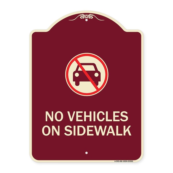 Signmission No Vehicles on Sidewalk Heavy-Gauge Aluminum Architectural Sign, 24" x 18", BU-1824-23551 A-DES-BU-1824-23551 - main